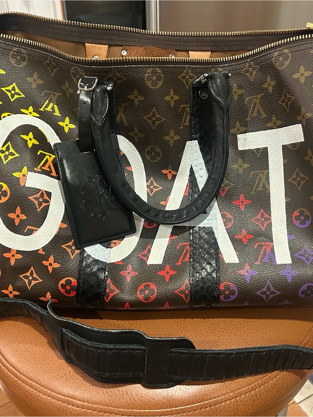 Louis Vuitton Multicolor Monogram 'GOAT' x Jordan Keepall Weekender Bag